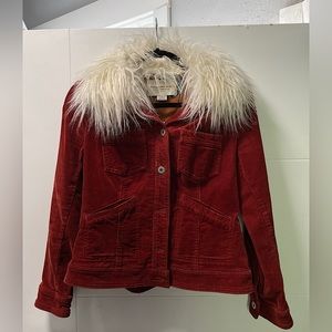 Anthropologie Corduroy fur Collar Coat